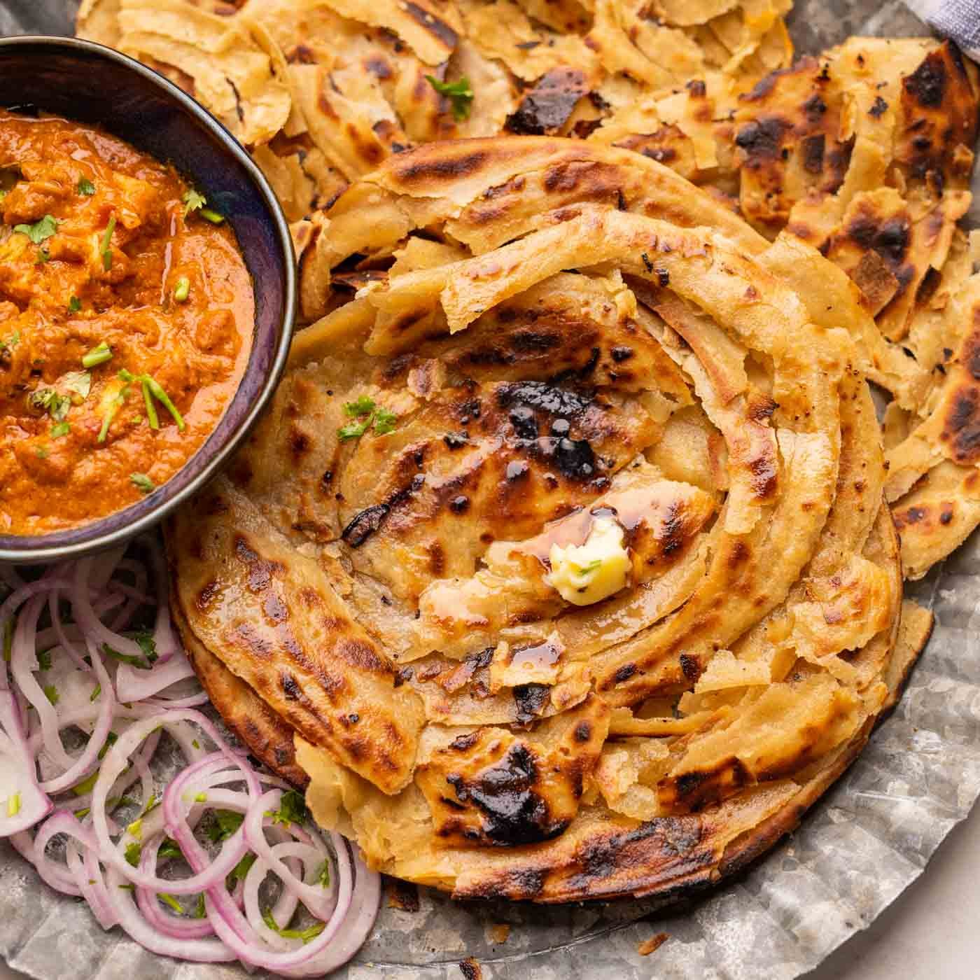 Lacha Prantha with dal makhni 2pc